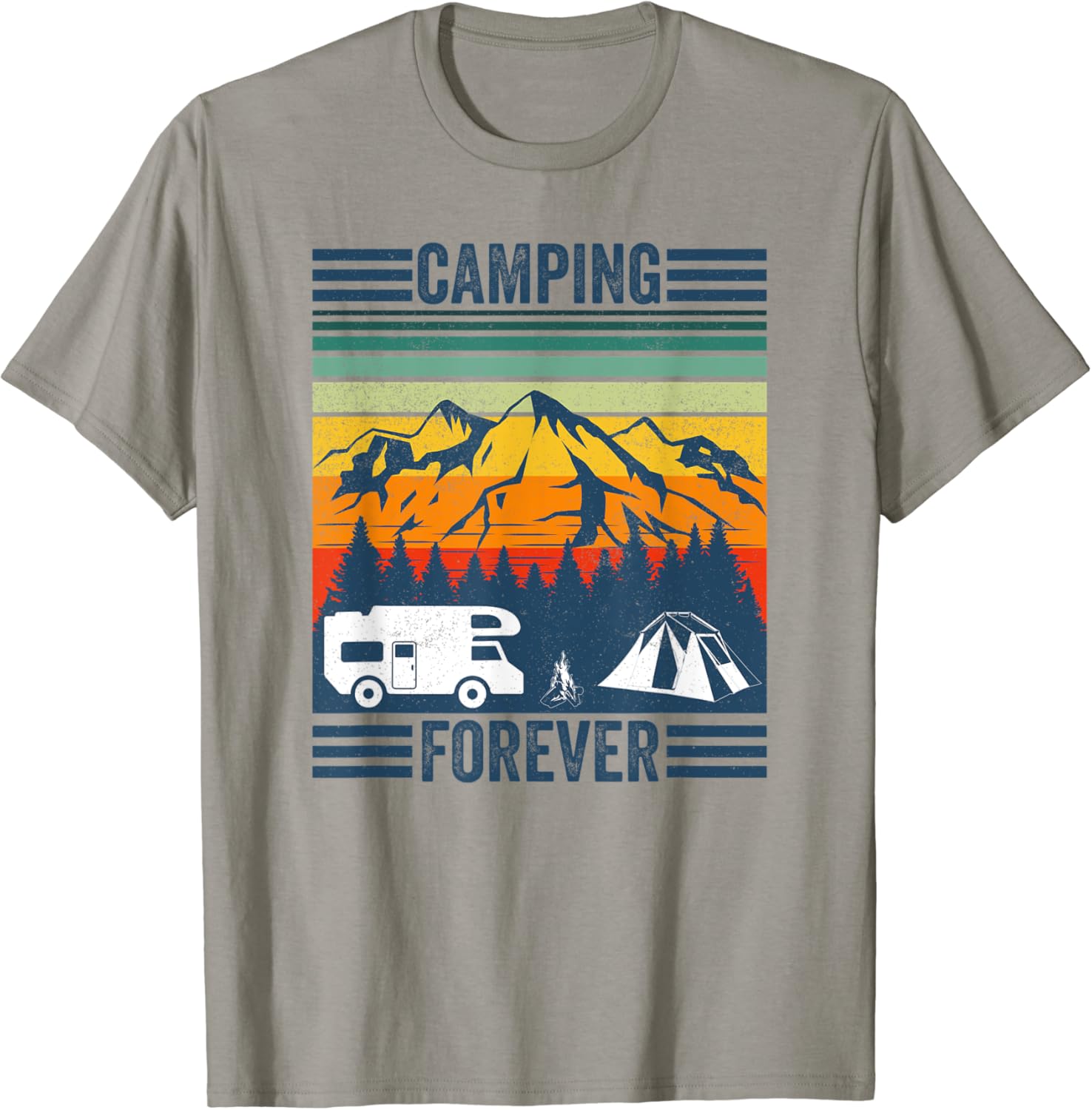 Vintage Style Camping Forever Funny TShirt Amazon.co.uk Clothing